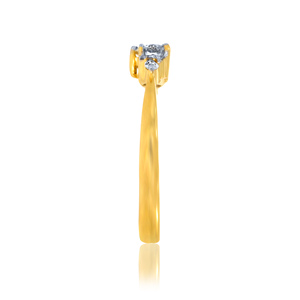 Anillo Solitario de Diamantes en Forma de Corazón de Oro Amarillo de 18K Premium con Piedras Laterales, Joyería Nupcial - Product Image 3