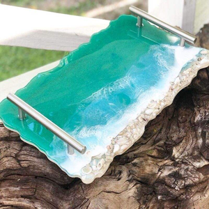 Handmade <b>Epoxy</b> Resin Single Tier Decorative Tray for Home Kitchen Living Room <b>Coffee</b> <b>Table</b> Use Tableware Serving Jewelry Storage - Product Image 1