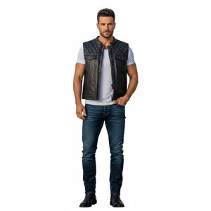 Gilet de motard en cuir véritable personnalisé de qualité supérieure, vêtement de moto tendance, gilet de moto pour homme avec coutures robustes - Product Image 1