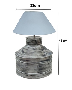Whitewash <b>rustic</b> milk can <b>table</b> lamp white cone shade farmhouse <b>bedside</b> light for vintage home decor wholesale OEM - Product Image 2