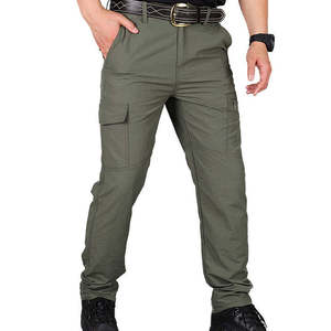 Men's Outdoor Sports Safari Style Cargo Pants <b>Waterproof</b> Windproof Breathable Fleece Embroidered Mid Waist - Product Image 2