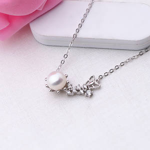 Collar con Colgante de Plata S925, Versátil, con Perla de 7.5-8mm, Cadena 321, Componentes de Joyería Vacíos para Mujer, para Accesorios de Bricolaje - Product Image 2