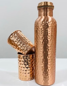 Botella de Agua Ecológica de Cobre Puro con Patrón Martillado a Mano, Caja de Regalo, Frasco Hexagonal Moderno con Relieve, Bienestar Ayurvédico - Product Image 6