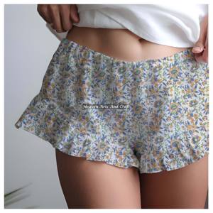 Nuevos shorts de verano con volantes y estampado de bloques para mujer, ropa de descanso de algodón con estampado de bloques y volantes, colección Baby Doll para chicas de playa - Product Image 5