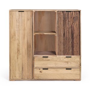 Armoire moderne en bois massif, portes battantes écologiques, design Shaker, meuble de rangement minimaliste pour chambre, salon et salle à manger - Product Image 2