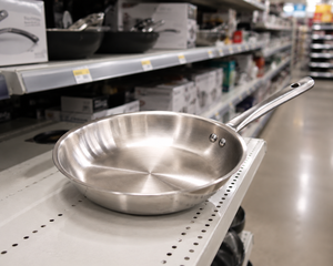 Poêle à frire en acier inoxydable OEM avec manche long, qualité alimentaire, fabricant et exportateur d'ustensiles de cuisine en Inde - Product Image 1