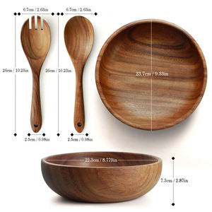 YFWOOD Bols à pâte en bois faits à la main, plusieurs tailles personnalisées, bols en bois pour salade, nouilles, soupe - Product Image 3