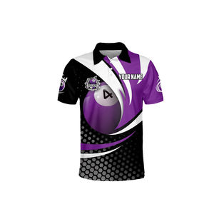 เสื้อสนุกเกอร์สั่งทำขายส่งปี 2026 เสื้อยืดบิลเลียดแบบซับลิเมชั่นแขนสั้น พิมพ์ชื่อทีม - Product Image 1