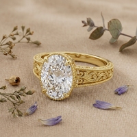 Bague de fiançailles en diamant ovale 2,50 carats, bague de mariage vintage en filigrane pour femmes, plaquée or 14 carats, certifiée IGI, bijoux de mariée