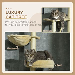 Albero per Gatti Regolabile Beige con Letto dal Pavimento al Soffitto, Tiragraffi, Arredamento per Gatti e Gattini - Product Image 4