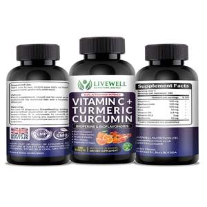 Livewell Vitamina C, Cúrcuma y Curcumina, 180 Tabletas con Bioperine, Suplemento de Alta Potencia - Product Image 2