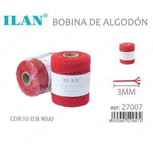 Bobina di corda di cotone Ilan 3mm rossa per artigianato e cucito - Product Image 3