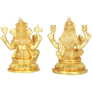 รูปปั้นทองเหลืองคู่พระพิฆเนศขนาด4นิ้วทำด้วยมือสำหรับเป็นของขวัญผลิตในอินเดีย - Product Image 3