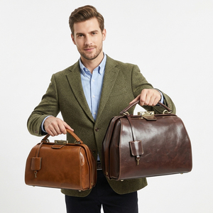 Sac de Médecin Classique en Cuir Véritable de Forme Cylindrique avec Fermeture à Loquet et Poignée Unique pour Usage Quotidien, Design Unisexe et Durable - Product Image 6