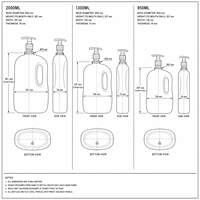 Bouteille en plastique HDPE personnalisable de 2L, 1.3L, 950ml pour gel douche, lotion de bain, shampoing, emballage de grande capacité, OEM ODM PP