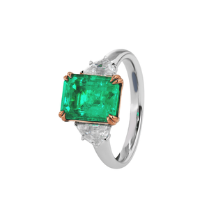 Wholesale 2ct Emerald Cut Lab Grown 18K <b>Two</b> tone Gold <b>Ring</b> Luxury Cadillac Cut Lab Diamond Three <b>Stone</b> statement engagement <b>ring</b> - Product Image 2