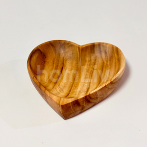 Plateau en teck naturel écologique OEM, mini-assiette durable, sans peinture ni vernis, halal, plateau en forme de cœur personnalisé - Product Image 1