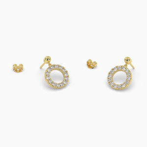 Pendientes colgantes de lujo de oro amarillo de 18 quilates con diamantes naturales VVS, joyería para regalo de aniversario para mujeres a precio de mayorista. - Product Image 4