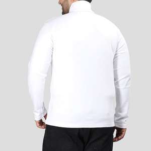 <b>Men's</b> Plus Size O-Neck Long Sleeve Breathable Polyester Solid Color Casual <b>Top</b> with Blank Design and Front Logo White - Product Image 6