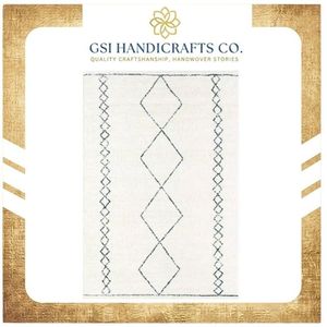 Alfombra Rectangular Geométrica Marroquí de Lana Acrílica, Tejido Plano Antideslizante, para Sala de Estar, Decorativa, en Oferta - Product Image 2