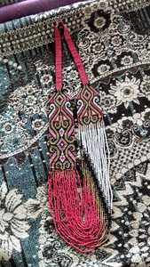 Handmade tribal seed beaded <b>necklace</b> with vibrant ethnic patterns, multilayer design and bold <b>statement</b> appeal - Product Image 3