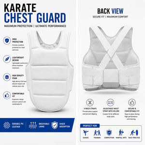 Gilet de protection pectoral de karaté, cible de boxe légère en cuir PU, doublure respirante, rembourrage EPE, boucle à double anneau - Product Image 3