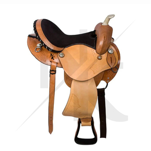 Selle de cowboy de qualité supérieure en cuir de vache véritable, équipement d'équitation pour le ranch, bridons et cordes westerns - Product Image 3