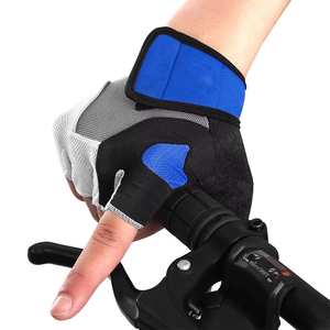 Cycling Gloves For Men Women Padded Gray Color Lightweight <b>Half</b> Finger Breathable Anti <b>Slip</b> Hook Loop Closure Polyester Gloves - Product Image 4