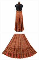 Robe décontractée longue pour femme, en soie tissée imprimée, motif floral/géométrique, coupe trapèze, col en V, style bohème, lavable et écologique