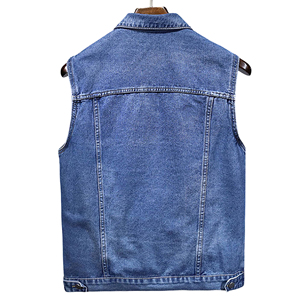 Gilet en jean pour homme, décontracté, sans manches, boutonné, en coton délavé, coupe classique, style automne, couleur unie - Product Image 6