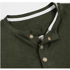 T-shirt Henley à manches longues 3 boutons pour homme, en jersey de coton épais, coupe ajustée, décontracté, haute qualité - Product Image 2