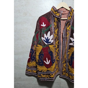 Chaqueta de Terciopelo Bordada a Mano con Cuello Mandarín, Estampado Floral, Manga Larga, Abrigo de Otoño para Mujer - Product Image 2