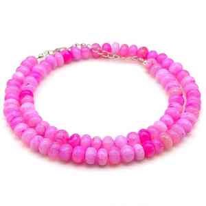 Collar de cuentas redondas lisas de ópalo rosa natural de nueva llegada, 7-8 mm, para fiestas, gargantilla de cuentas para mujer, fabricación de joyería al por mayor - Product Image 3