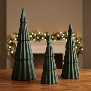 <b>Modern</b> Handmade Resin <b>Christmas</b> <b>Tree</b> Set Miniature Pine Shape Green Indoor Tabletop Decor Durable Easy Installation Waterproof - Product Image 1