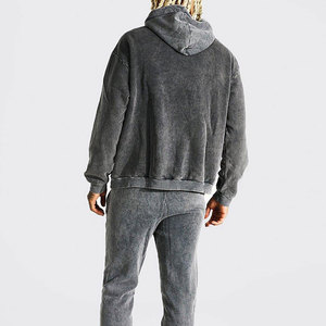 Ensemble de survêtement unisexe délavé à l'acide, sweat à capuche et pantalon, impression personnalisée, streetwear, joggers, manches longues, coupe ample, 100% polyester - Product Image 4