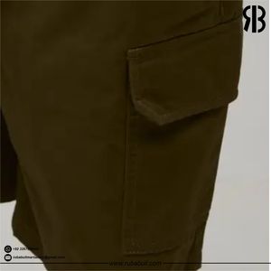 Pantalones Cortos Cargo Color Oliva para Hombre, Cintura Media, con Cordón, Casuales, Tipo Bermuda, con Bolsillos, 100% Algodón, Unisex, Venta al Por Mayor - Product Image 4