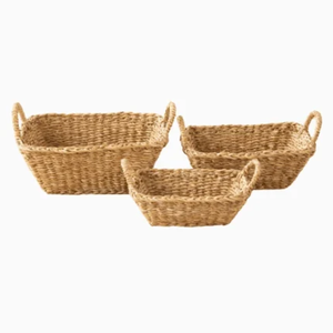 Handwoven <b>Rectangular</b> Conical Seagrass <b>Basket</b> Dual Integrated Woven Handles Eco-Friendly Multifunctional Natural <b>Basket</b> - Product Image 2