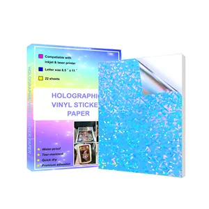 Incredibly Waterproof PP Water Glue Printable Vinyl Holographic Broken Glass Glitter HOLO A4 Inkjet PET Sticker Paper