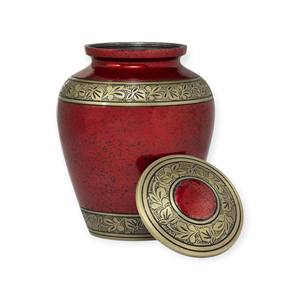 Elegant <b>Red</b> Rose Cremation Urn with Silver Floral Inlay for Elegant Adult Ashes Memorial Storage - Product Image 2