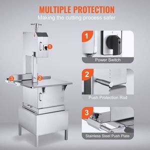 Segaossa Verticale Elettrica Commerciale 2200W in Acciaio Inossidabile con Banco di Lavoro da 62 cm per Macellazione - Product Image 6