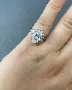 3 Carat Oval Cut <b>Diamond</b> with Two Tapered Baguette Side Stones Knife Edge Basket Set Engagement <b>Ring</b>, IGI Certified - Product Image 1