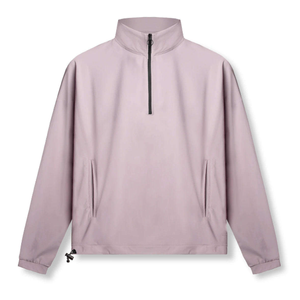 Men's <b>White</b> <b>Quarter</b> <b>Zip</b> Pullover Windproof Woven Spandex/Polyester Casual Stand Collar Loose Fit Solid Design Spring/Autumn Wear - Product Image 4