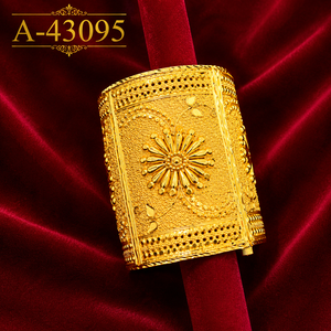 A-43093 Women's 24K Gold Plated Cuff Bracelets Classic Flower Pattern Wedding Jewelry - Product Image 4