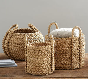 Panier de rangement pour la maison, panier de rangement en jacinthe d'eau naturel et écologique - Product Image 1