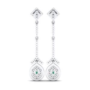 REYES - Pendientes de Lujo de Oro de 14K con Moissanita para Mujer, Pendientes Colgantes con Esmeralda, Joyería Nupcial, Regalos para Damas de Honor - Product Image 4