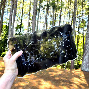 Agate Inspired Resin Tray <b>Black</b> & Silver Flakes Decorative Charcuterie <b>Board</b> - Product Image 5