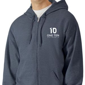 Sudadera con capucha de forro polar de peso medio para adulto, con cremallera completa, color gris jaspeado oscuro, suave, cálida, informal, cómoda, personalizada, al por mayor - Product Image 4
