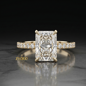18K Gold Radiant Cut Moissanite Engagement <b>Ring</b> Luxury Pavé Solitaire Bridal <b>Ring</b> for Women - Product Image 2