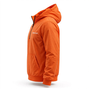 Veste coupe-vent à capuche pour homme, couleur personnalisée, fermeture éclair quart de tour, décontractée, printemps, avec poche avant, en polyester léger - Product Image 5
