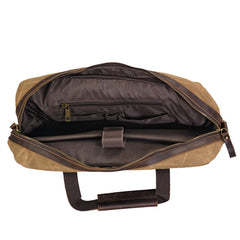 Waxed Canvas Messenger <b>Bag</b> Canvas Briefcase Laptop <b>Bag</b> Water Resistant Vintage Work Carry with Leather Trim Wholesale Supply - Product Image 5